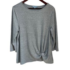 Penmans pale blue 3/4 sleeve top with knot tie in front size XL